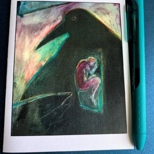 Raven Listens Art Card (4pack), Raven Art, Mystical Art, Blank Card